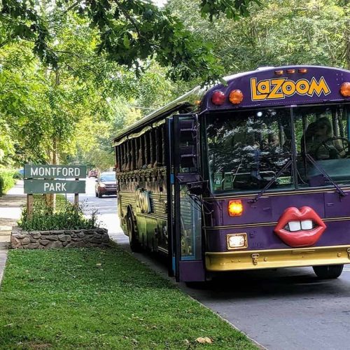 LaZoom Tours Bus in Montford Neighborhood